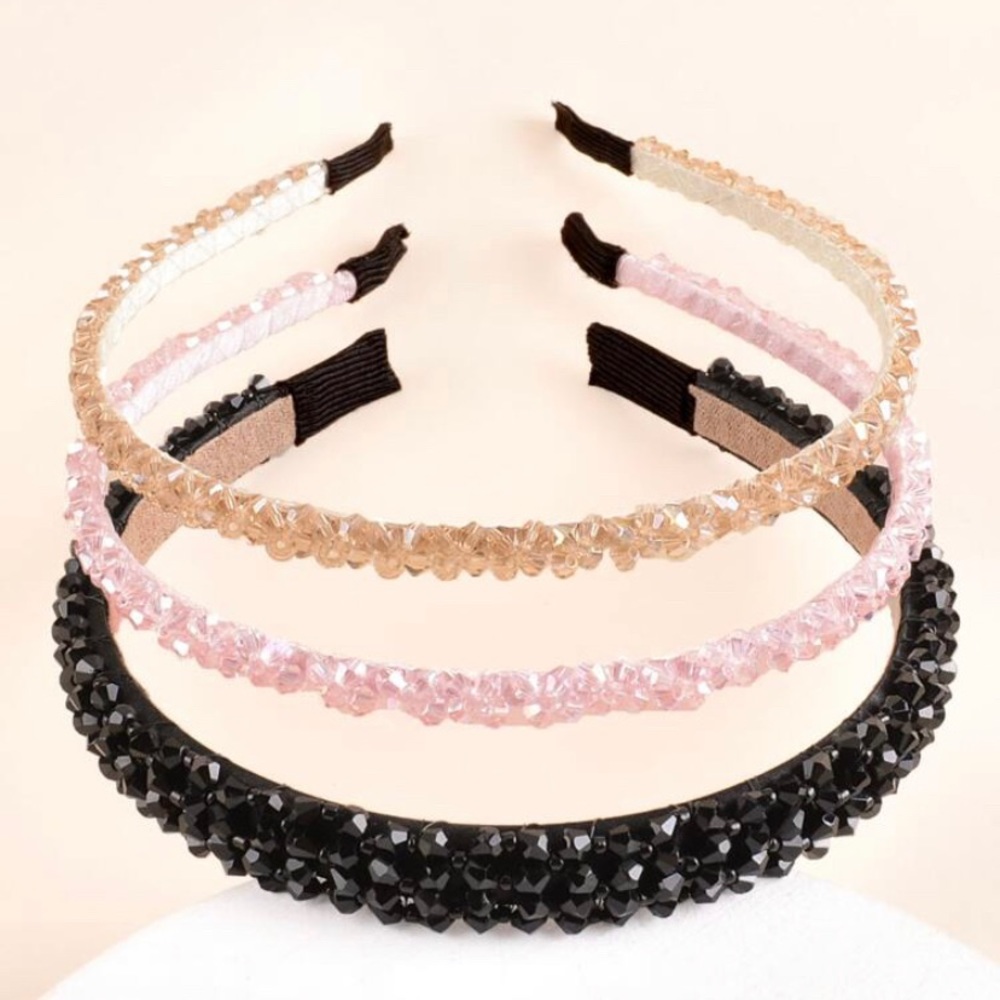 3pc crystal decor hair hoop